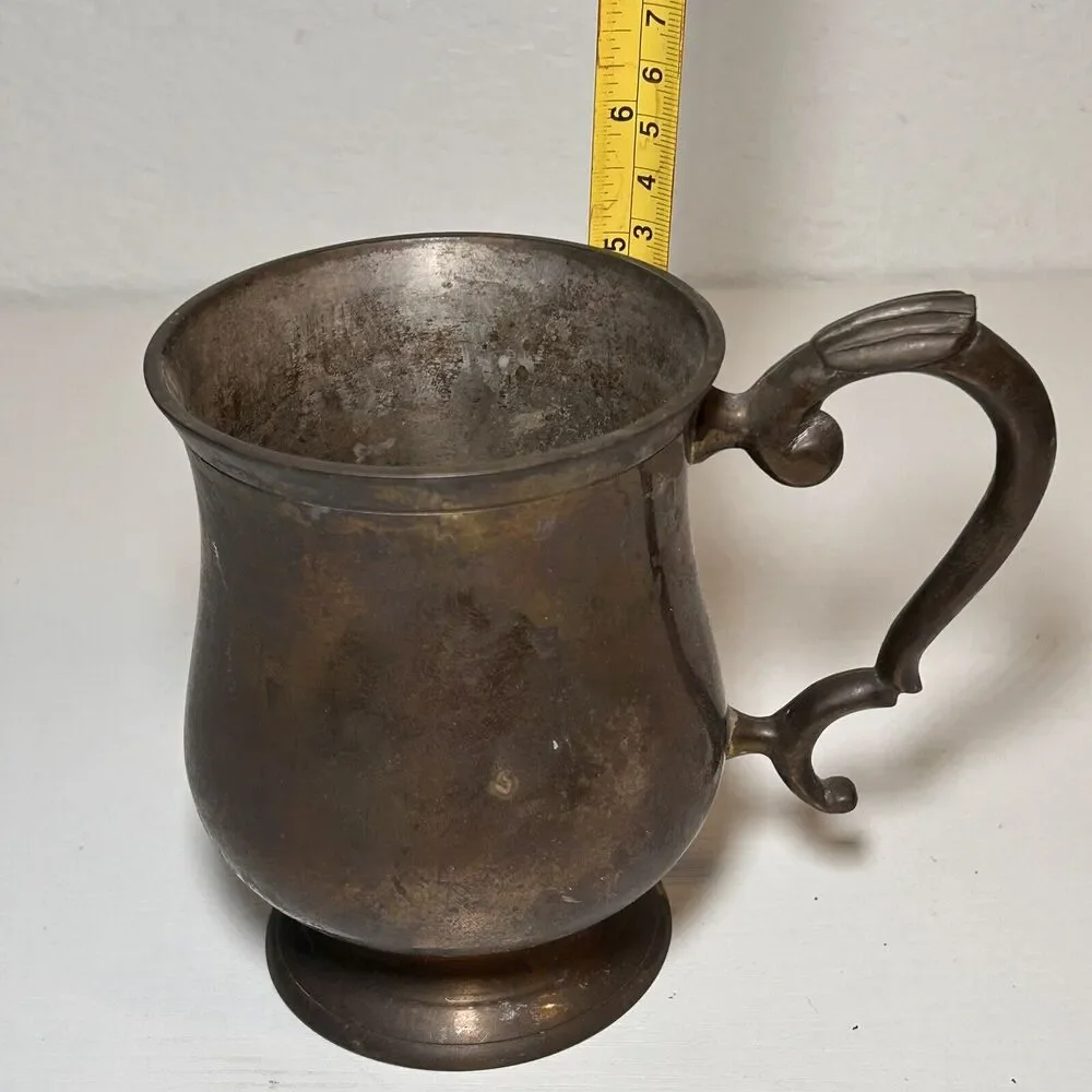 Vintage Bronze Mug Silver Plated Beer Stein Gift For Man Home Decor Antique...